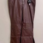 Dollhouse  Vegan Leather Pants 22W High Rise Flare Leg Button Fly Burnt Caramel Photo 3