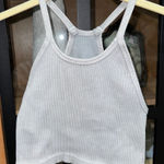 FP Movement Happiness Runs Long Cropped Tank Top ribbed workout sports bra Silver Size XS Photo 0