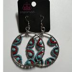 Paparazzi *B3G1 EARRINGS Blue Red Hoop dangle fashion jewelry New Carded CFO Photo 2