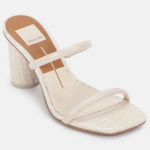 Dolce Vita Noles Croc Double Strap High Heels Block Heel Slip On Ivory Size 9 Photo 0