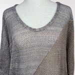 Metallic Open Knit Tunic Sweater Made in USA Size Medium Large Brown Photo 1