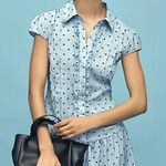 Anthropologie Maeve Cap Sleeve Button Front Romper Size large Blue Photo 0