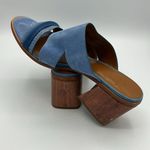 H by Halston  Blue Suede Chunky Heel Sandals Size 8.5 B34 Photo 9
