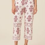 Anthropologie  Ett Twa‎ White And Red Embroidered Jadida Cropped Pant Photo 0