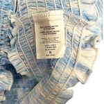 Lush Clothing New Lush Womens Size XL Cropped Top Smocked Cap Puff Sleeve White Blue Swirl Photo 4