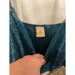 Victoria's Secret Vintage Victoria’s Secret Gold Label Satin Lace Teal Slip Side Slit Gown, M Photo 4