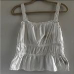 Madewell  Smocked Peplum Tank Top‎ Sleeveless White Tie Back Casual Medium Photo 2