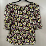 Cinq à Sept Cinq a Sept Kimberly Top Ruched Floral Print Top Black Multi Size M Photo 3