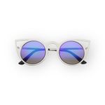 new Laser Cut Round Metal Mirror Lens Sunglasses ☀︎︎Silver / Blue Mirror Lens Photo 6