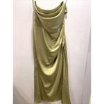 Azazie Olive Green Satin Strapless Cowl Maxi Dress Bridesmaid Formal Gown 8 Photo 1