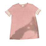C Short‎ Sleeve Crew Neck Striped Trim Rose Pink T Photo 1