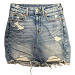American Eagle Women's Super Stretch Denim Curvy Hi-Rise Mini Skirt Size 0 Photo 0