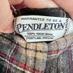 Pendleton  Vintage 100% Virgin Wool Blue Red‎ Tan Plaid Fringe Scarf Photo 2