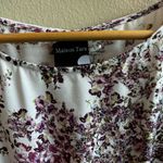 Maison Tara Geneva Mini Dress Floral Print White Purple Smock Ruffle Size 6 Photo 3