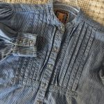 Desert West Vintage Western Button Up Shirt Medium Boot Pinstripe Made In USA Blue Photo 1