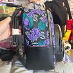 Lounge Fly  Black and Purple Floral Backpack Photo 2
