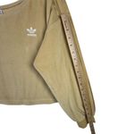 Adidas  Cropped Crewneck Sweatshirt 3 Stripe Athleisure Comfy Top M Butter Yellow Photo 9