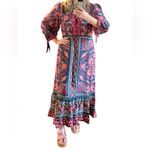 Farm Rio M Teal Pink Seashell Tapestry Lenzing™ Ecovero™ Viscose Maxi Dress NWT Photo 1