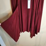 Urban Coco  Wine Red Light Weight Long Sleeve Irregular Hem Cardigan Photo 5