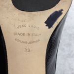 Anyi Lu Black Crocodile Embossed Suede Trim Heel Dress Pumps Office Italy 39 8.5 Photo 8