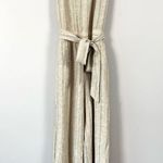 Anthropologie DREW x Striped Khaki Linen Blend Cropped Jumpsuit XS Photo 3