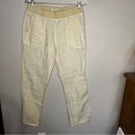 Toad&Co Lina Linen Cream Yellow Flowy Straight Leg Cinch Ankles Pull On Pants Size M Photo 2