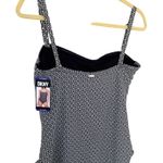 DKNY NWT Womens One Piece Swimsuit Black White Strapless Option Built In Bra XXL Photo 6