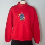 Vintage Morning Sun red birds Christmas lights holiday sweatshirt Medium Petite Photo 0