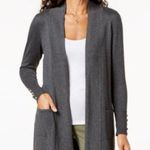 JM Collection Solid Gray Open Front Cardigan Sweater Women’s Size Medium Photo 0