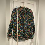 Old Navy Size L Navy Blue Cotton Bananas Tropical Palm Peint Button Down Shirt Photo 6