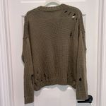 525 America  Distressed Crewneck Sweater Olive Green Long Sleeve Pullover Medium Photo 2