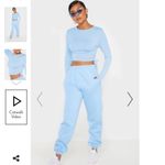 Pretty Little Thing BLUE RUCHE LONG SLEEVE CROP Photo 3