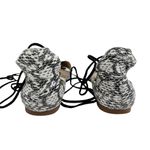 Raye Paige Leather Black & White Snakeskin Lace Up Flats Photo 9