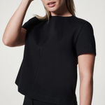 SPANX‎ Womens Black Short Sleeve Zip Back Slimming Funnel Top Shirt Size XL Photo 0