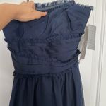 Monique Lhuillier NWT  Bridesmaid Navy Strapless Chiffon Gown Dress Sz 4 Photo 6