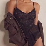 Free People NEW HAH by  Womens XS Black Skate HAHround Romper lace button accent Photo 0