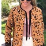 English Factory  Camel Leopard Print Jacket with Velvet Tie Closure Photo 0
