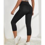 SheIn NEW High Rise Crop Leggings Pockets Stretch Slimming Black Medium Women’s Photo 1