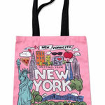 Pink New York City Graphic Tote Bag – NYC Souvenir Canvas Shopper Photo 0