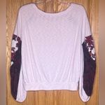 Free People Casual Clash Thermal Top Contrasting Billowed Sleeve Rose Petal XS Photo 15