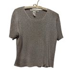 Ballinger Gold Vintage Silver Metallic Lurex Stretch Short Sleeve Knit Top Sz M Size M Photo 0