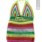 Crochet‎ Knit Swim Suit Cover Up Dress Size XL Green Photo 2