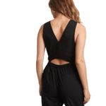 Marine layer  Eloise Belted Jumpsuit Women Small Black Matte Tie Back Boho‎ Photo 1