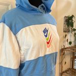 Nike Blue and White Cropped Hoodie XS Photo 1