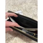 Moschino LOVE Black Vegan Leather Gold Heart Studded Full Zip Wallet Red Inside Photo 8