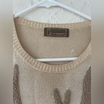 Vintage Ann Margret Tan Reindeer Holiday Lightweight Short Sleeve Sweater M Brown Size M Photo 2