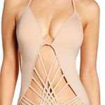 Kenneth Cole Solids Push-Up Halter Macrame Monokini Bathing Suit One-Piece XL Photo 1