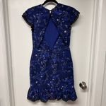 Three Floor  Navy Blue Afterglow Cosmic Star Mini Cocktail Dress Size 6 Small Photo 1