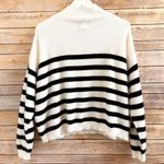 Blue Rain Sweater Women’s Size Small Stripe Mock Neck Crop Fuzzy Pullover Photo 1