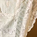 Free People Vintage Mixed lace Sheer Smocked Top Light Blue XS Photo 3